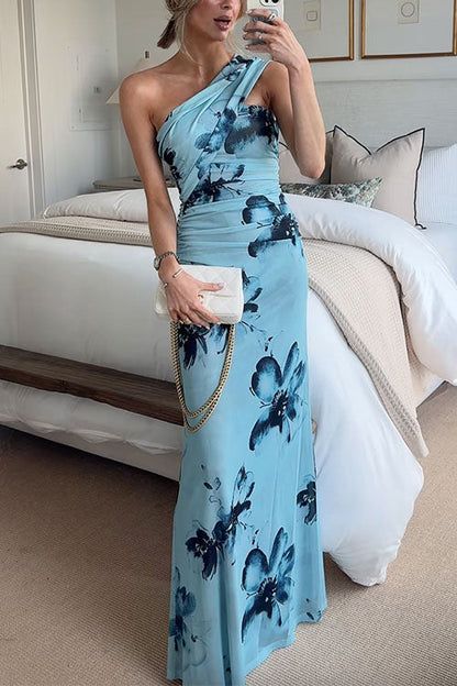 Moxidress Strapless Tube Print Bodycon Maxi Dress
