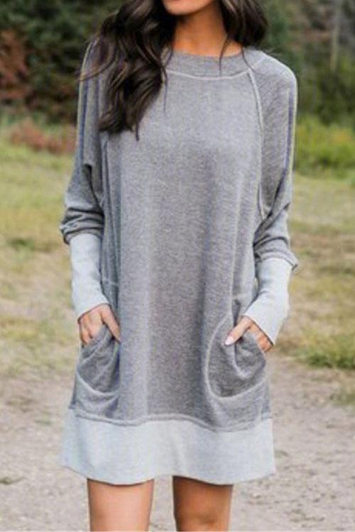 Maureen Pockets Cozy Autumun Sweatershirt Dress