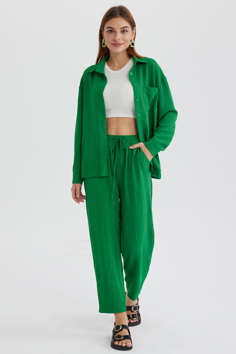 Long Sleeve Color Shirt Long Pants Set