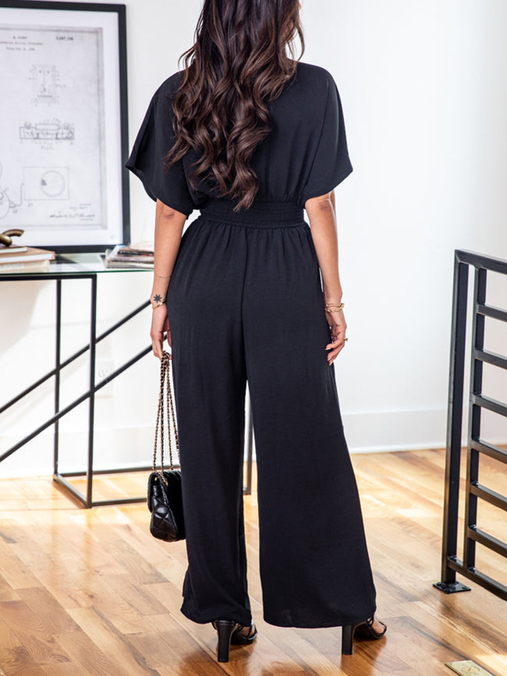 V-neck Black Jumpsuit