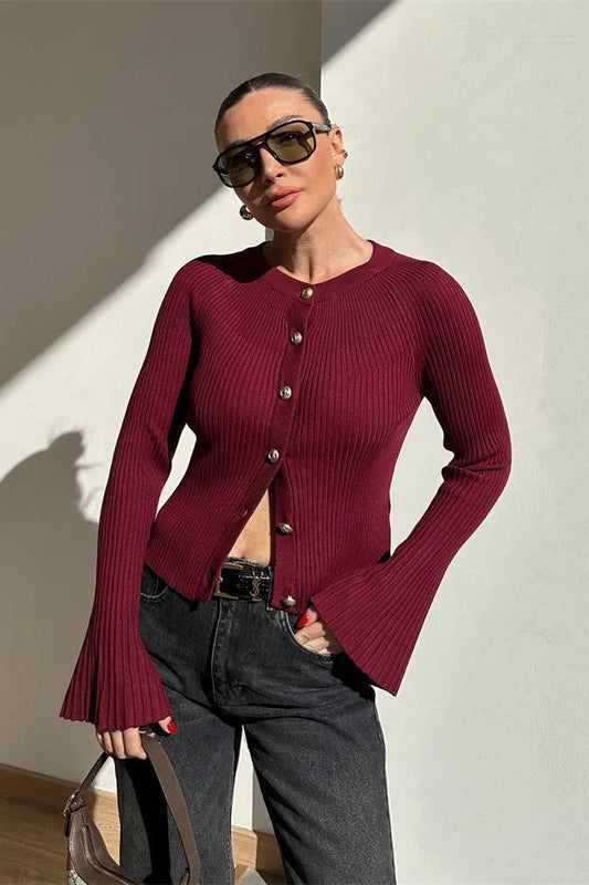 Rib Knit Slim Cardigan