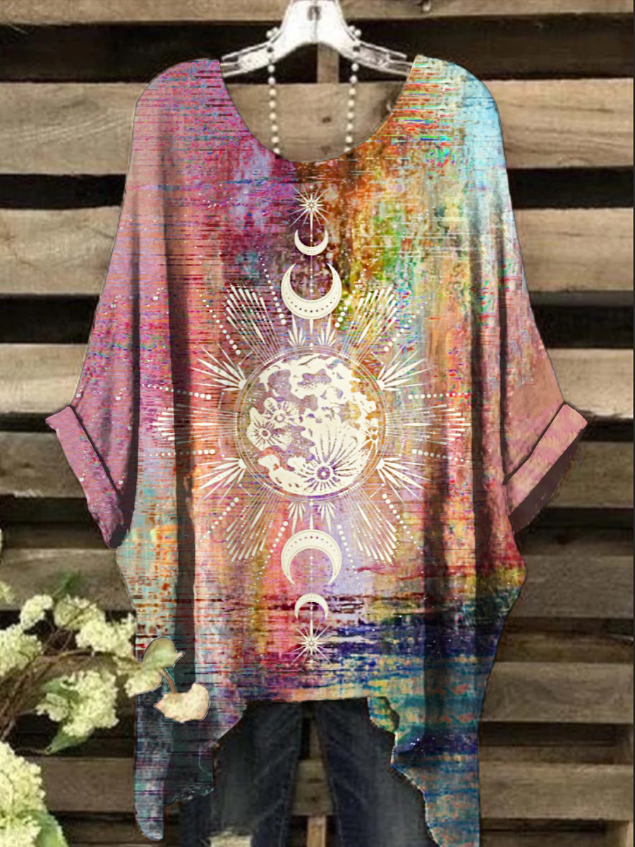 Women's Vintage Psychedelic Floral Print Design Top