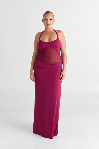 Arlenna — Maxi Dress With Sheer Mesh Waist for Evening Events