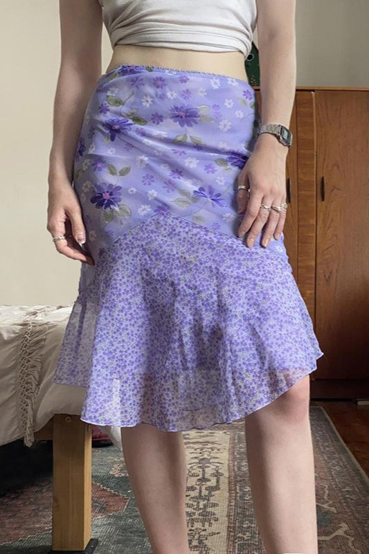 Purple High-waist Asymmetrical Skirt