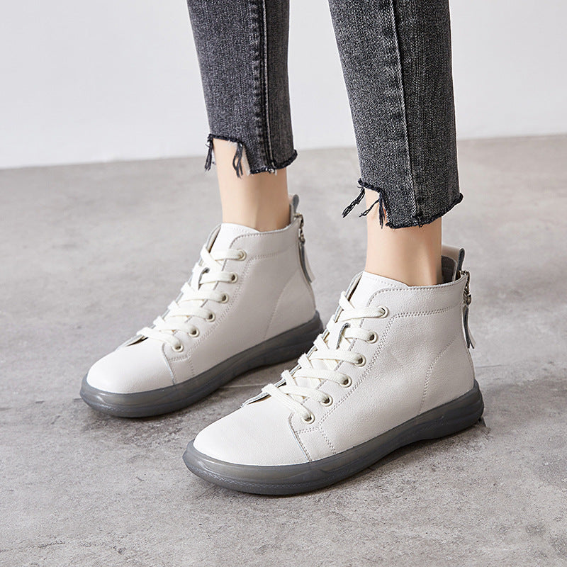 Genuine High Top White Flat Back Boots