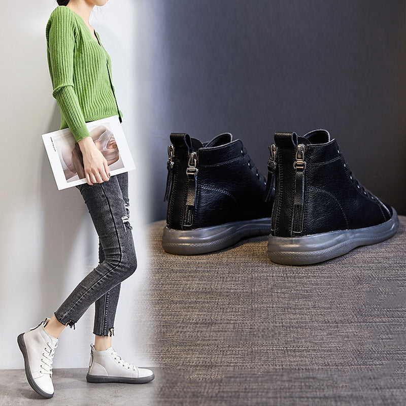 Genuine High Top White Flat Back Boots