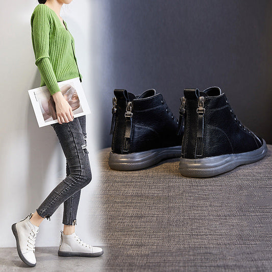 Genuine High Top White Flat Back Boots