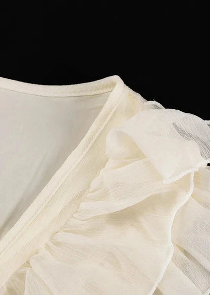 Ruffled V-neck Long Sleeve A-line Dress