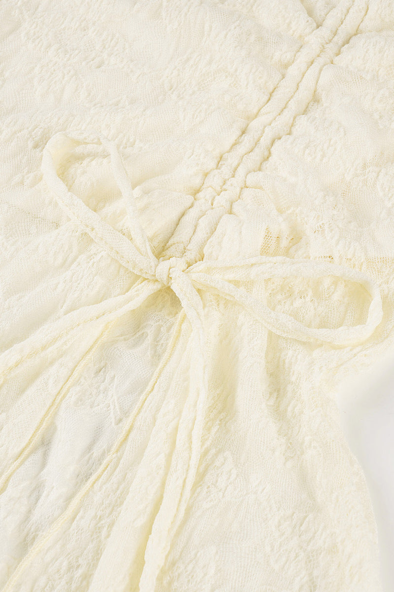 Lace Ruched Split Asymmetrical A-line Skirt