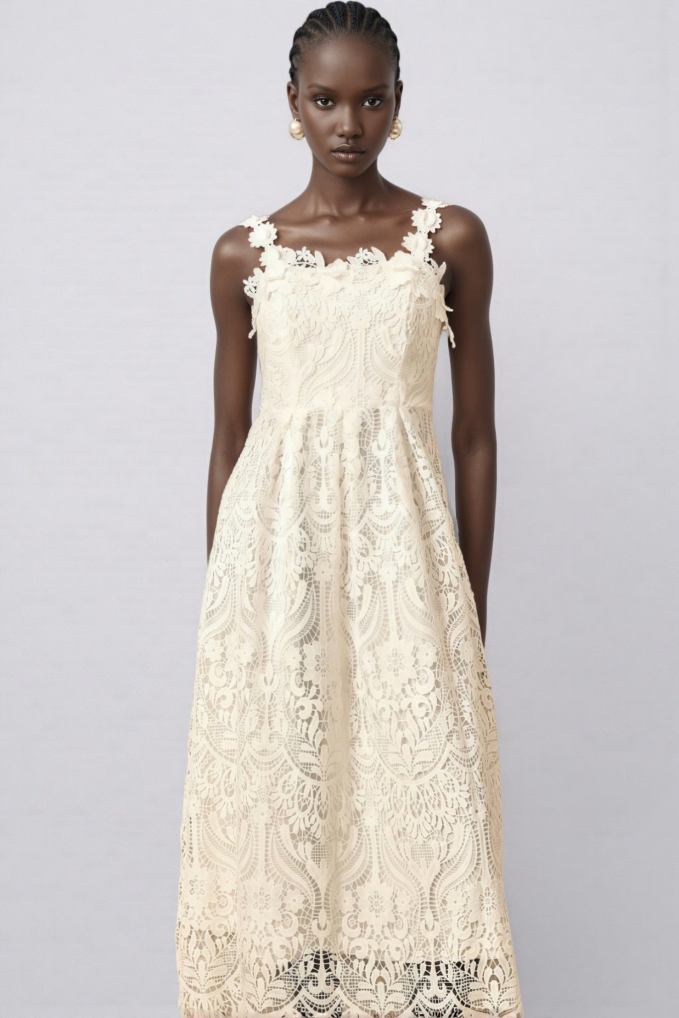Harlin White Lace Maxi Dress