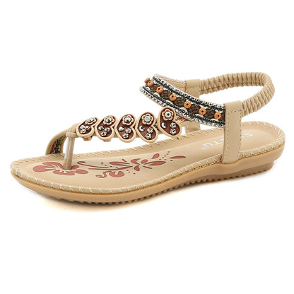 Beige Heart Trimed Slide Flat Sandals - Siketu
