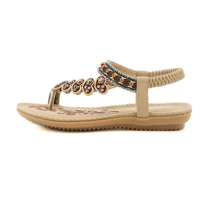 Beige Heart Trimed Slide Flat Sandals - Siketu