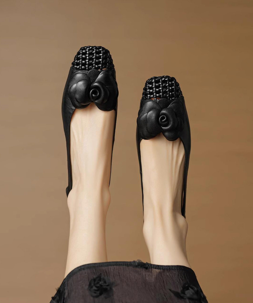 Grey Flat Shoes for Cowhide Leather Soft Splicing