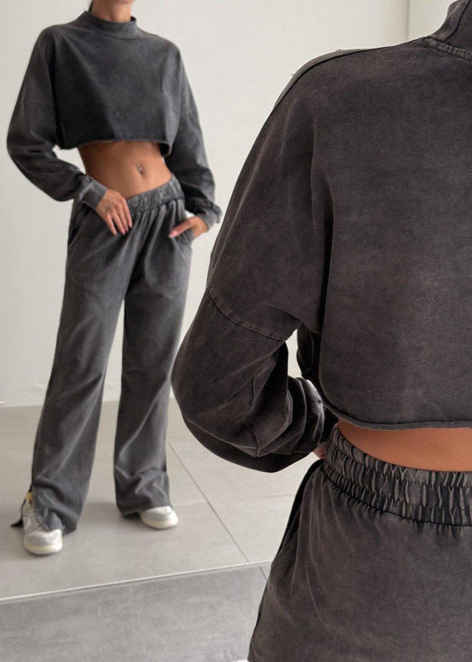 Urban Luxe - Cropped Turtleneck Two-piece Set