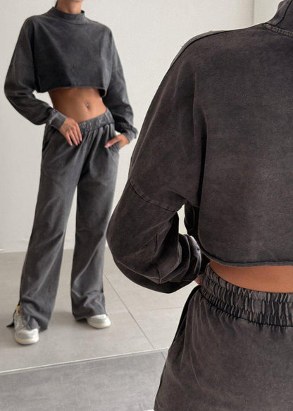 Urban Luxe - Cropped Turtleneck Two-piece Set