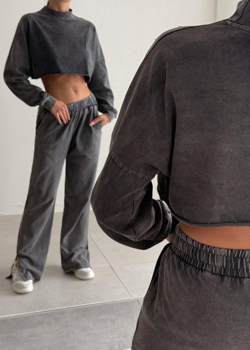 Urban Luxe - Cropped Turtleneck Two-piece Set