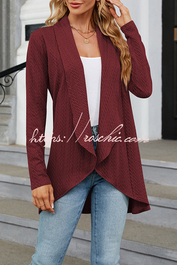 Long Sleeve Color Ruffle Loose Cardigan