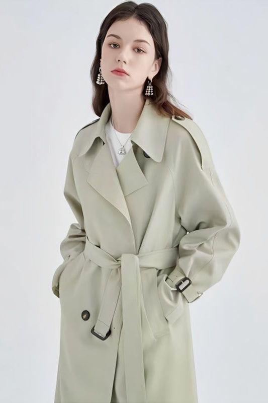 Green Midi Trench Overcoat
