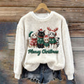 Comstylish Christmas Cat Family Plush Pattern Sweater