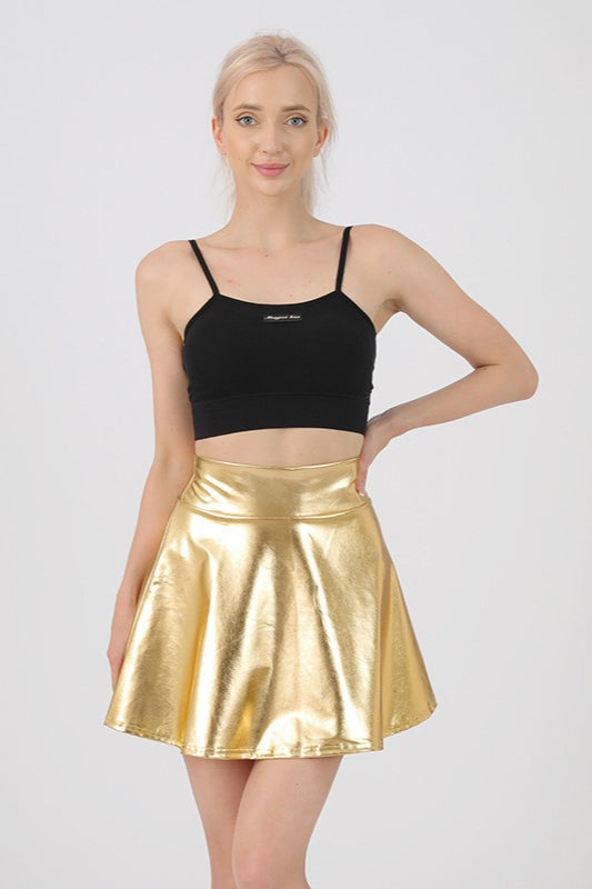High Waist Color Glossy Performance Skirt