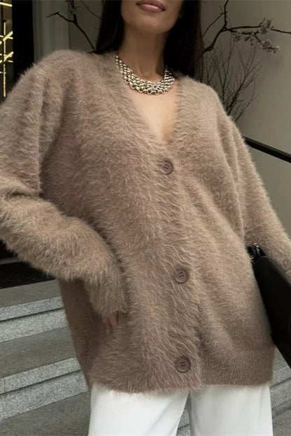 Plush V-neck Cardigan