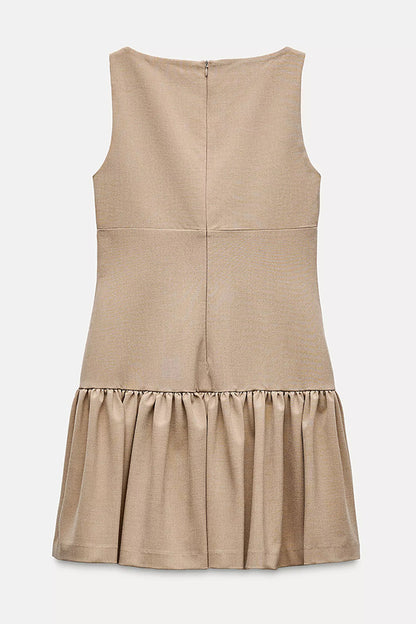 Velvet Bow Embellished Sleeveless Mini Dress