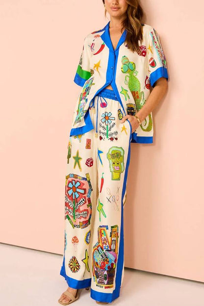 Funny Graffiti Print Two-piece Set