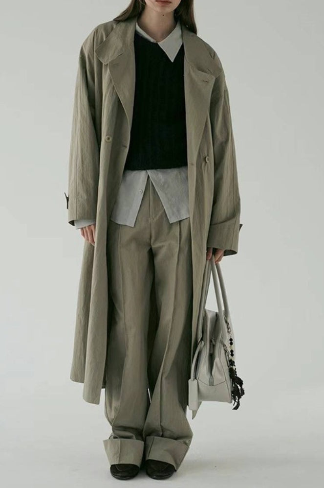 Oversized Stand Collar Long Overcoat