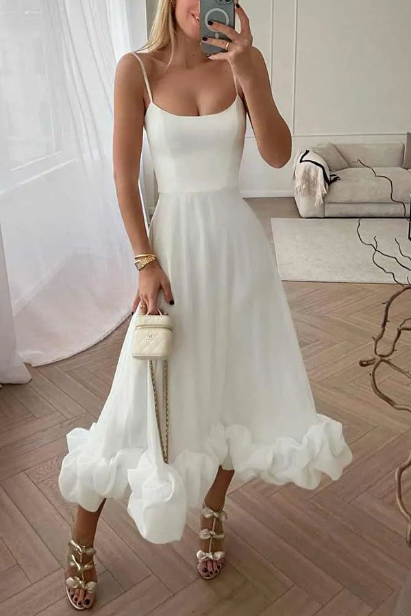 ' Camisole Waist Cinching Charm Multi-color Banquet Party Midi Skirt