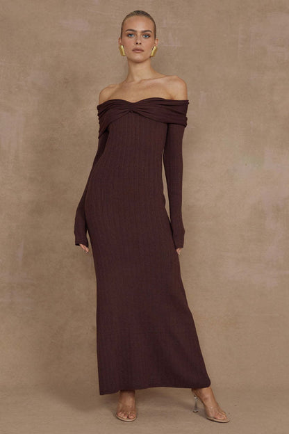 Off Shoulder Knit Sweater Dress