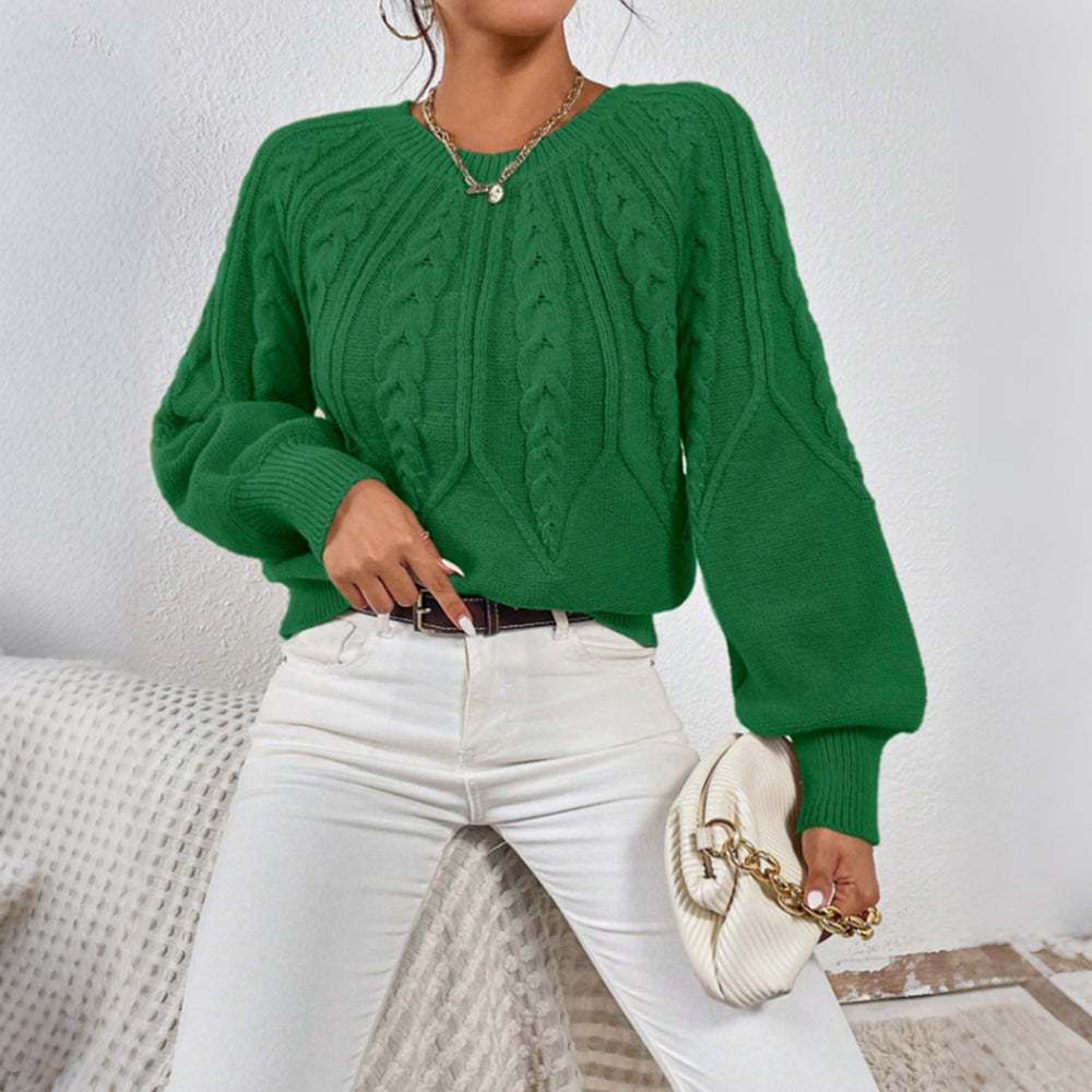 Comstylish Vintage Solid Color Cozy Cable Knit Sweater