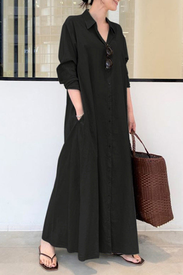 Long Sleeve Simple Loose Long Dress