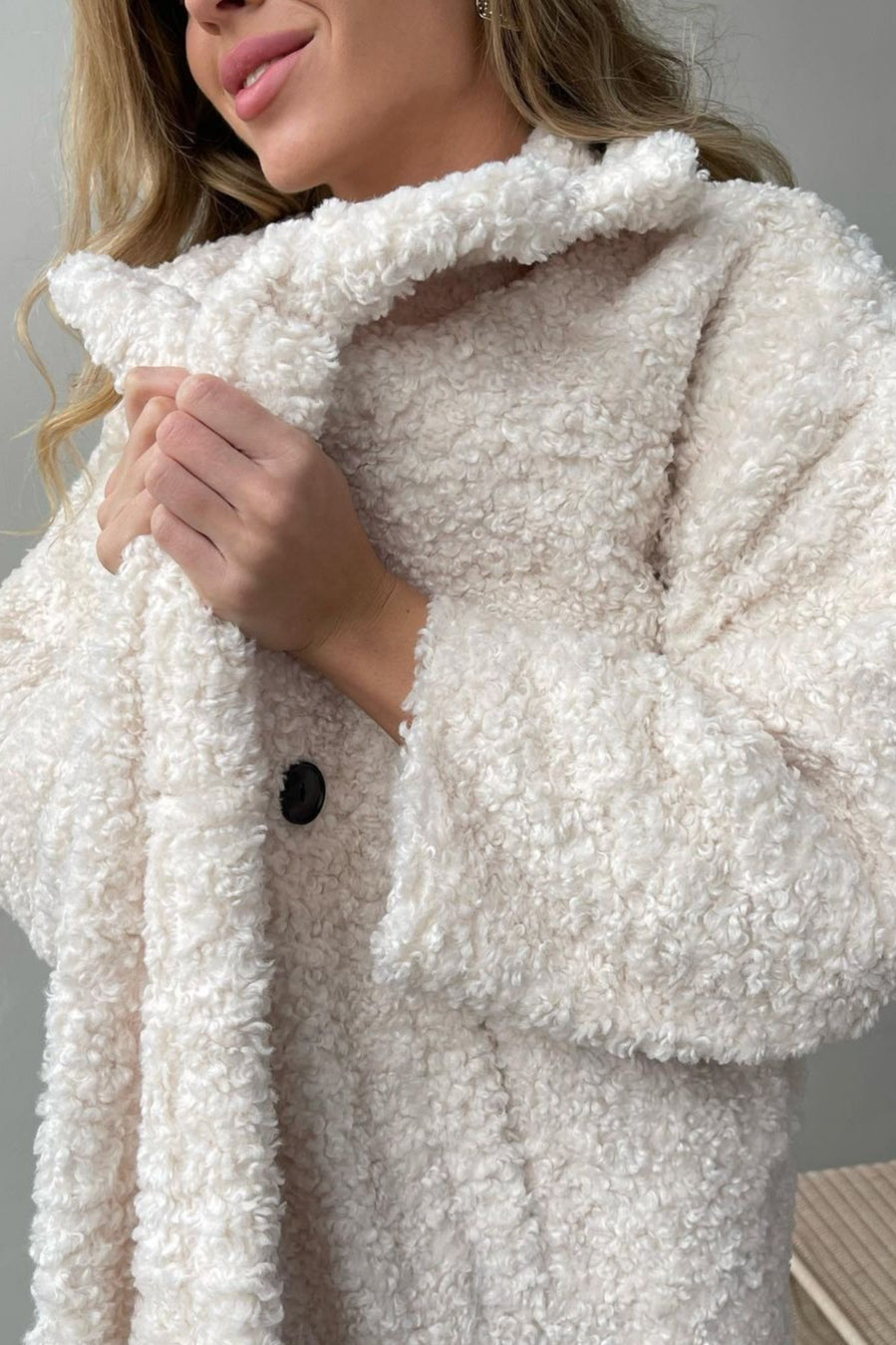 Office Lapel Plush Long Sleeve Coat