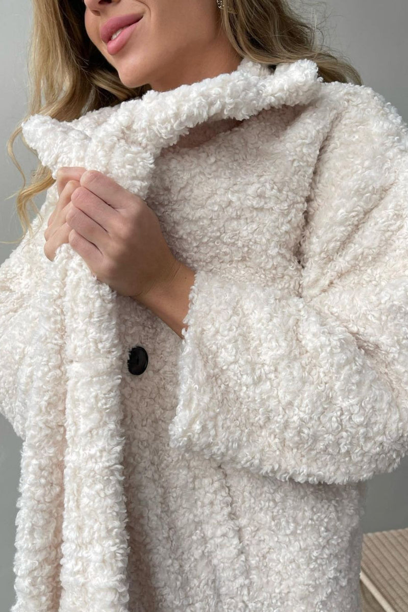 Office Lapel Plush Long Sleeve Coat