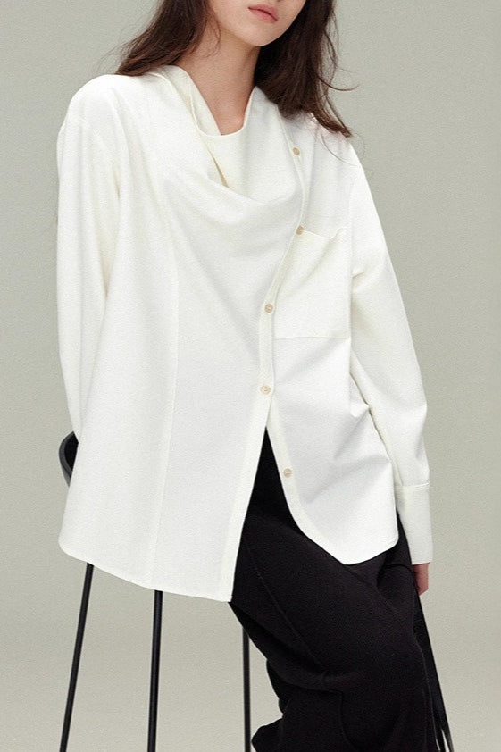 Relaxed Draped Neck Blouse