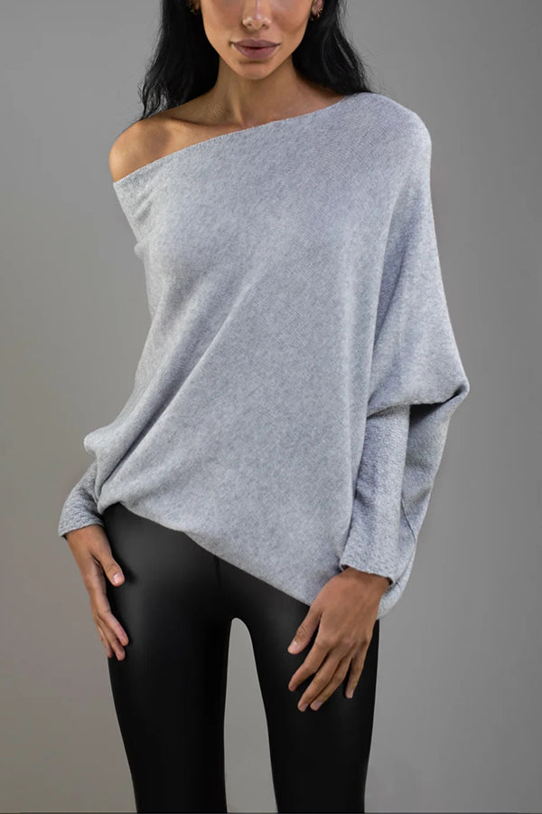 Color Round Neck Long Sleeve Loose Knitted Sweater