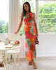 Clara'sholiday V-neck Printlace-up Maxi Dress