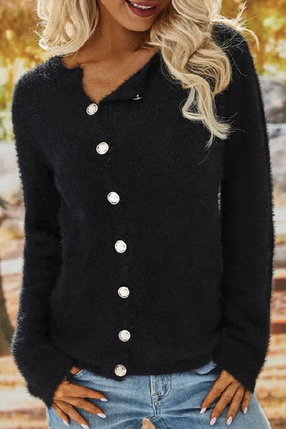 Color Single-breasted Sweater Cardigan