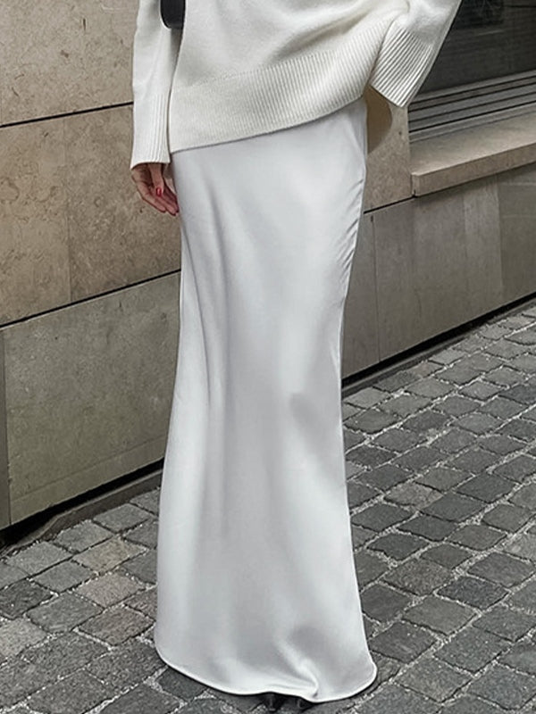 Satin High Rise Mermaid Maxi Skirt
