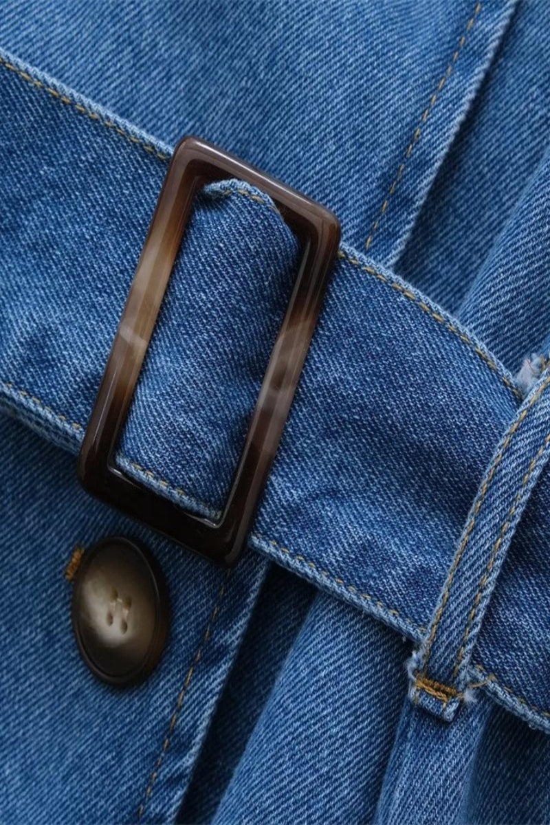 Denim Long Line Duster Overcoat