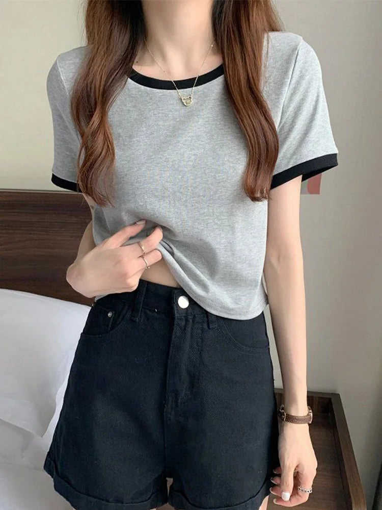 Brand New ’s T-shirt O-neck Short Tee T-shirt Woman T Shirt Tops Tees Slim Bottom Young Style Shirts for Female
