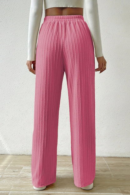 Elastic High Waist Straight Leg Knit Pants