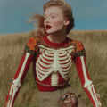 Women's Artistic Sense Halloween Human Anatomy And Flower Round Neck Sweater artswardrobe