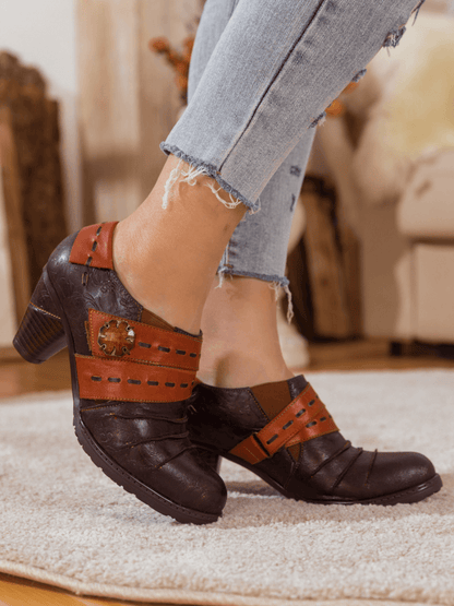 Soffia | Ruched Brown Leather Pump