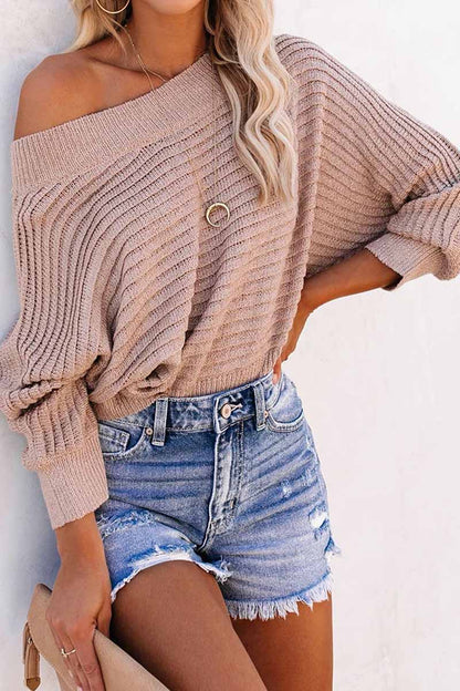 Striped Off-shoulder Sweater