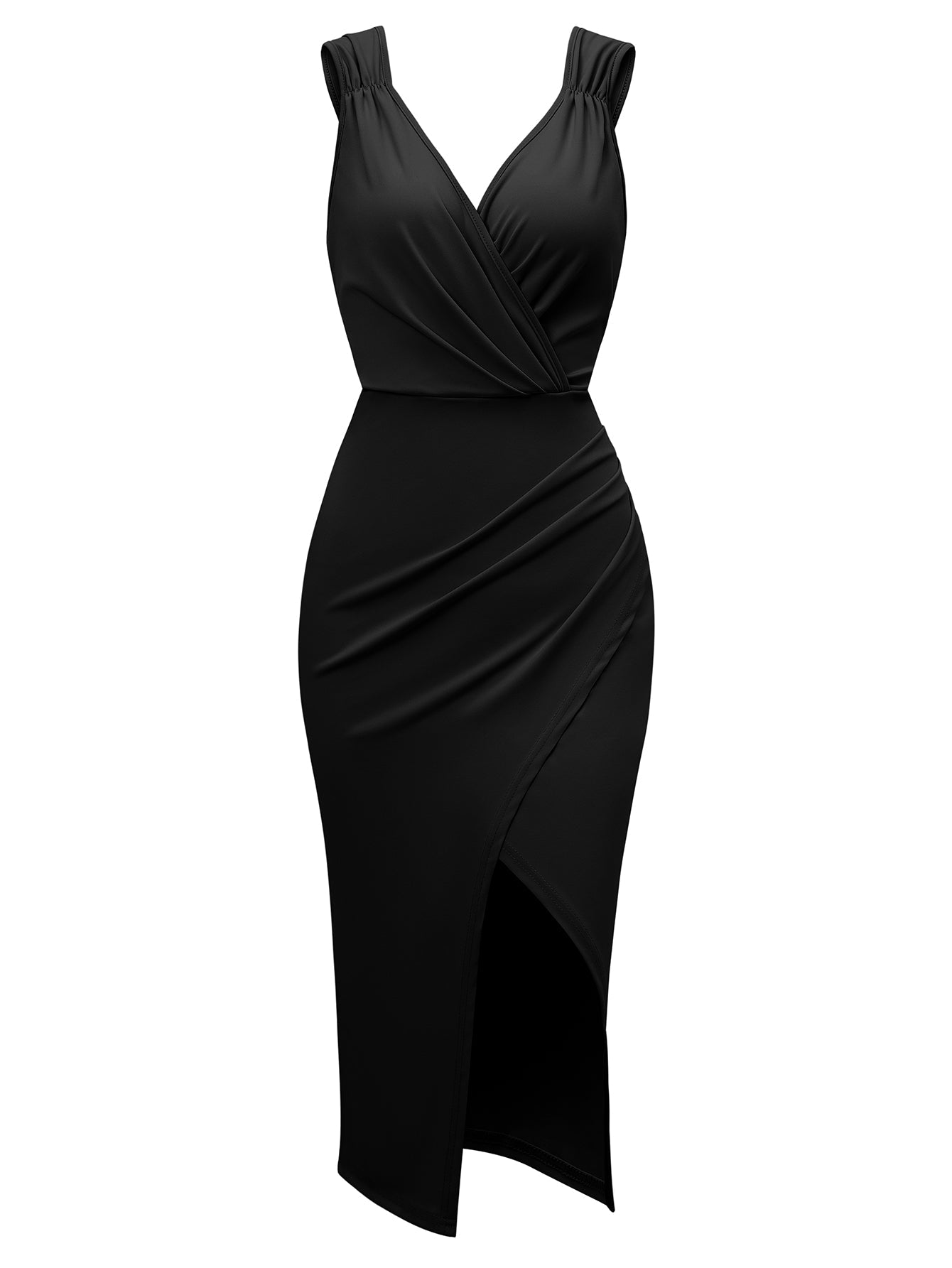Cause a Sensation Side Slit Midi Dress - Black