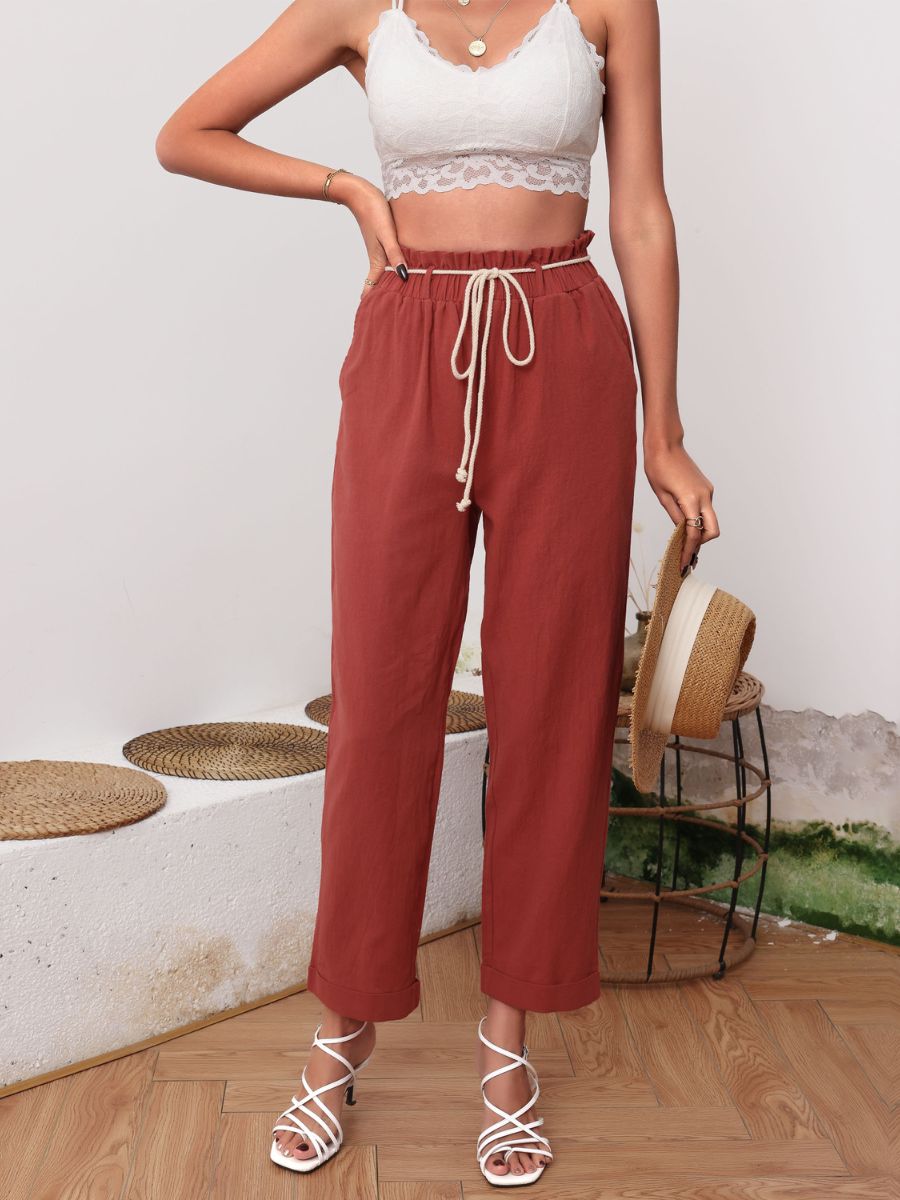 Alma Linen Pants - Rust