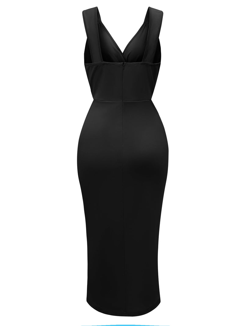 Cause a Sensation Side Slit Midi Dress - Black