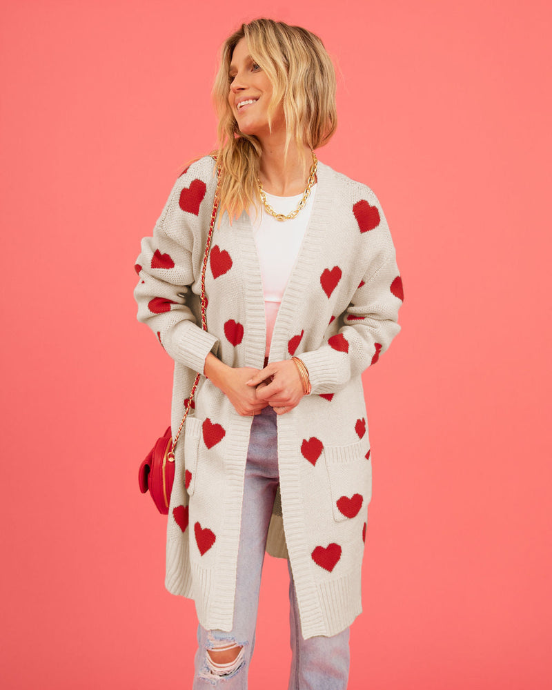 Listen to Your Heart Knit Open Front Cardigan - Beige