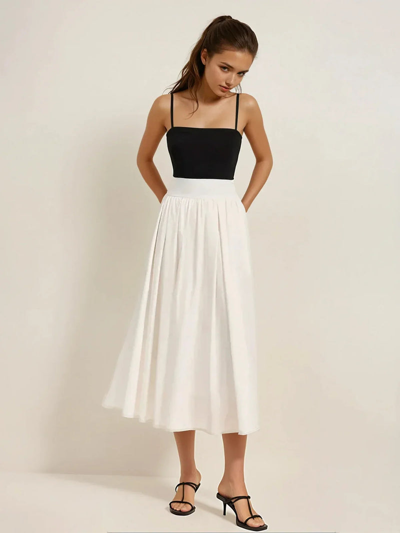 Slim Fit High Waist Pleated Skirt